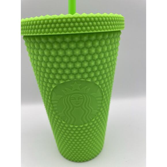 Starbucks Fall 2021 Studded Bling 16oz Grande Tumbler - Neon Green - NEW - Picture 3 of 7
